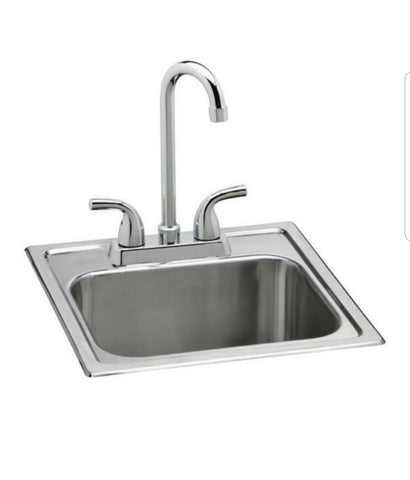 Elkay All-in-One Drop-in Stainless Steel 15 in. 2-Hole Single Bowl Bar Sink