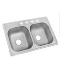 Glacier Bay Drop-In Stainless Steel 33 in. 4-Hole Double Bowl Kitchen Sink