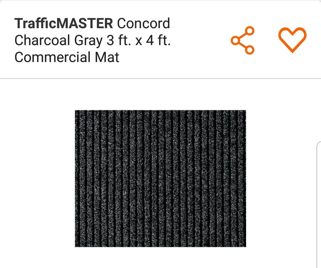 TrafficMASTER Concord Charcoal Gray 3 ft. x 4 ft. Commercial Mat