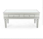 Noble House Modern Mirrored 2-Drawer Coffee Table with Silver