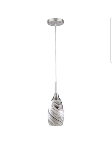 BELDI Peak Collection 1-Light Grey Glass and Nickel Pendant