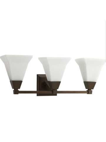 Progress Lighting Glenmont Collection 3-Light Venetian Bronze Bathroom Vanity Light with Glass Shades