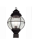 Bel Air Lighting Lighthouse 1-Light Outdoor Black Post Top Lantern with Seeded Glass