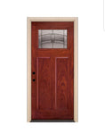 Feather River Doors 37.5 in. x 81.625 in. Rochester Patina Cherry Mahogany Right-Hand 1/4-Lite Stained in Fiberglass Prehung Front Door