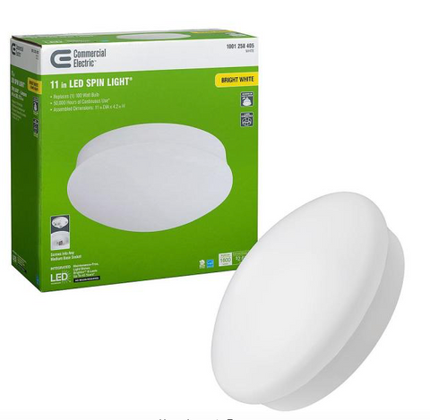 Spin Light 11 in. LED Flush Mount Ceiling Light High Output 1600 Lumens 22-Watt 4000K Bright White No Bulbs