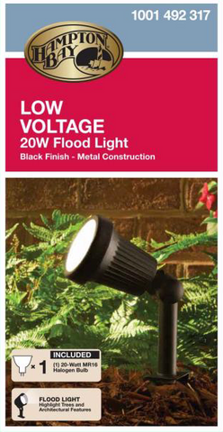 Hampton Bay Low-Voltage 20-Watt Black Halogen Outdoor Landscape Flood Light