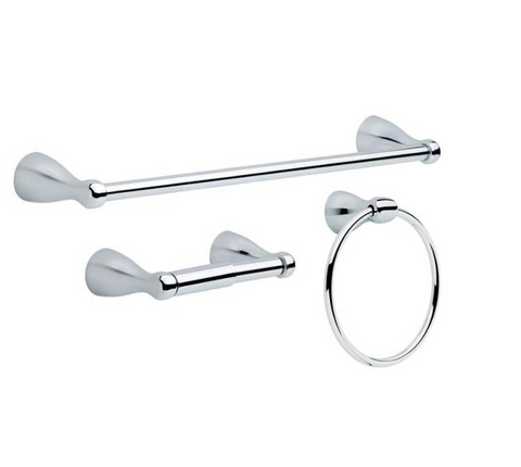 Delta Foundations 3-Piece Bath Hardware Set in Chrome with Towel Ring Toilet Paper Holder and 18 in. Towel Bar