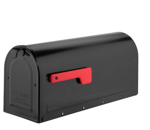 Architectural Mailboxes MB1 Post Mount Mailbox Black with Red Flag