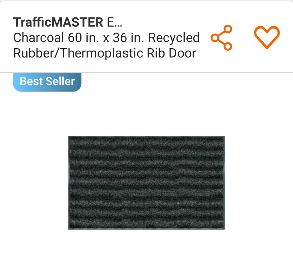 TrafficMaster Enviroback Charcoal 60 in. x 36 in. Recycled Rubber